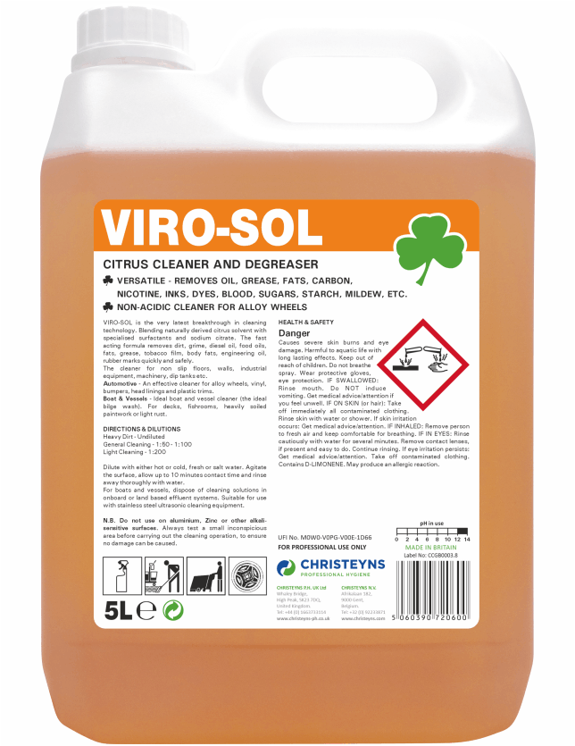 Christeyns Viro-Sol Citrus Based Cleaner/Degreaser (Clover)