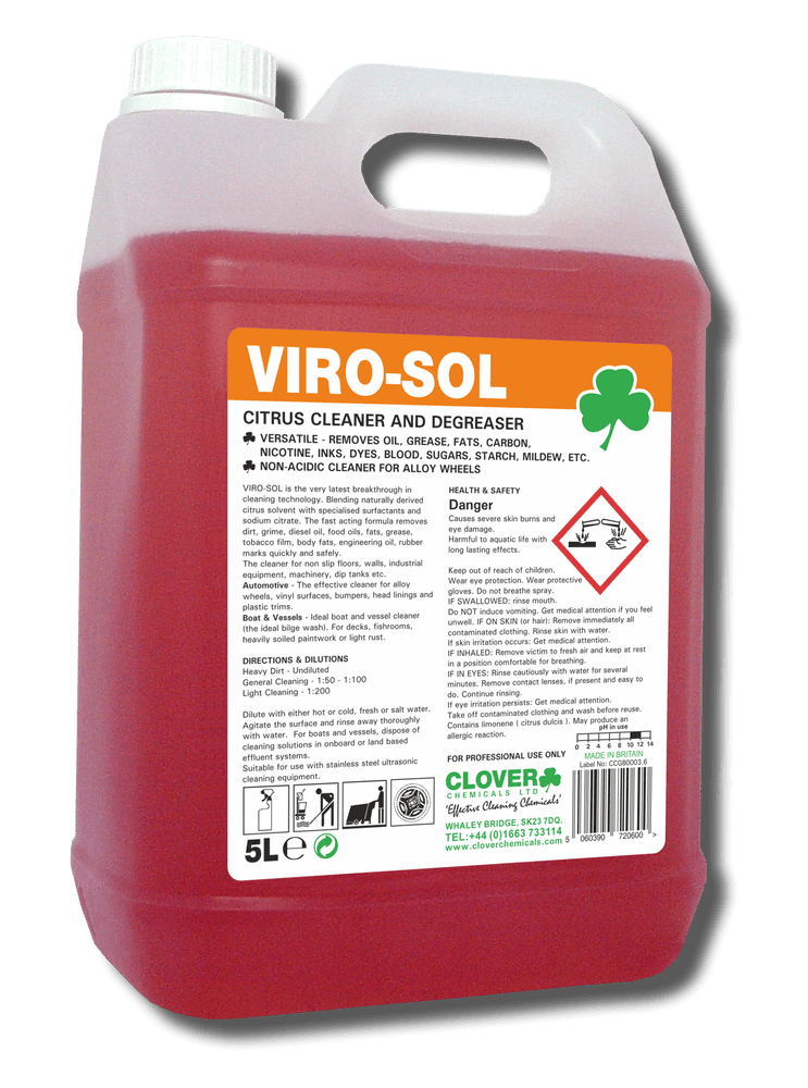 Christeyns Viro Sol Citrus Based Cleaner & Degreaser 5L Heavy Duty
