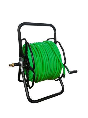 Complete 8mm Mini hose 100m & Metal reel inc Fittings HI-VIS