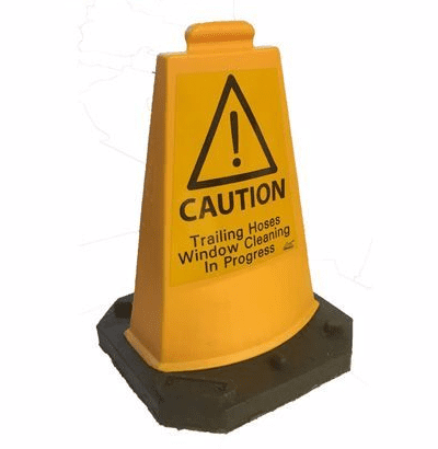 Heavy Duty Caution Trailing hoses window cleaning in progress" cone x1