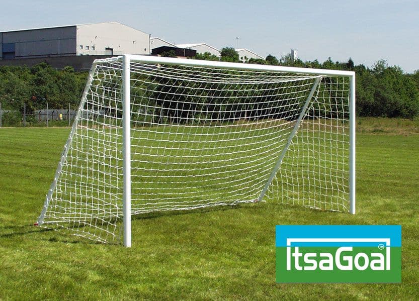 Mini Soccer Goal posts grass surface one section crossbar