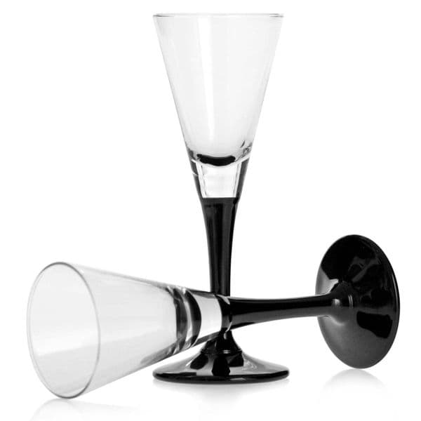 6 Black Stem Shot Glasses 50ml- Solavia Glassware Wine and Dine