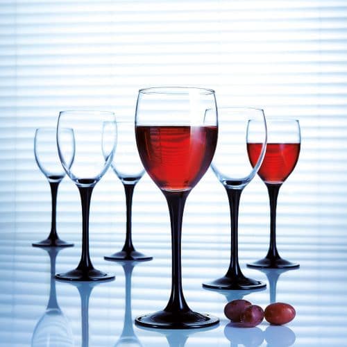 6 Wine Glasses 250 ml Black Stem