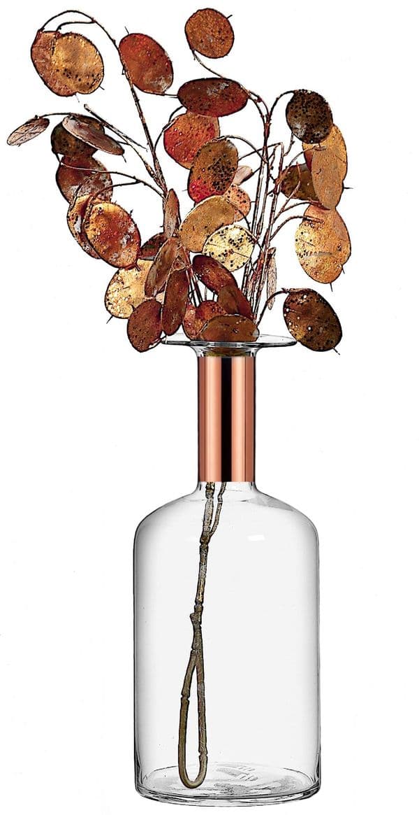 Copper Glass Bottle Vase 25cm , Solavia Glassware Flower Décor