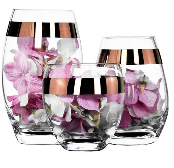 Copper Glass Drop Vase Set of 3 - Trend Flower Vases for Home