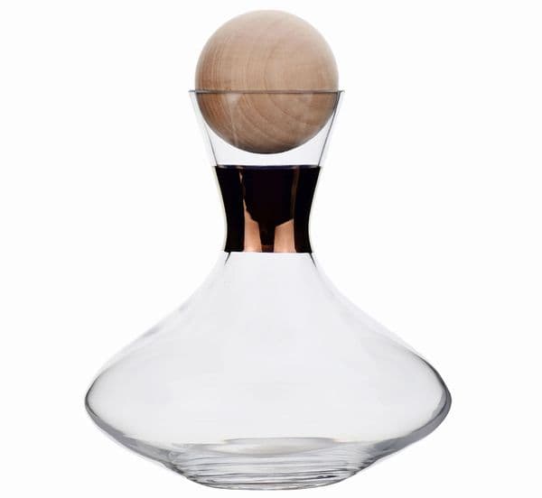 Cooper Gold Decanter 600ml & Pale Wooden Ball Stopper | Solavia Fine Glassware
