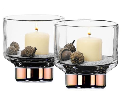 Copper Tealight Candle Holder, 2 Piece