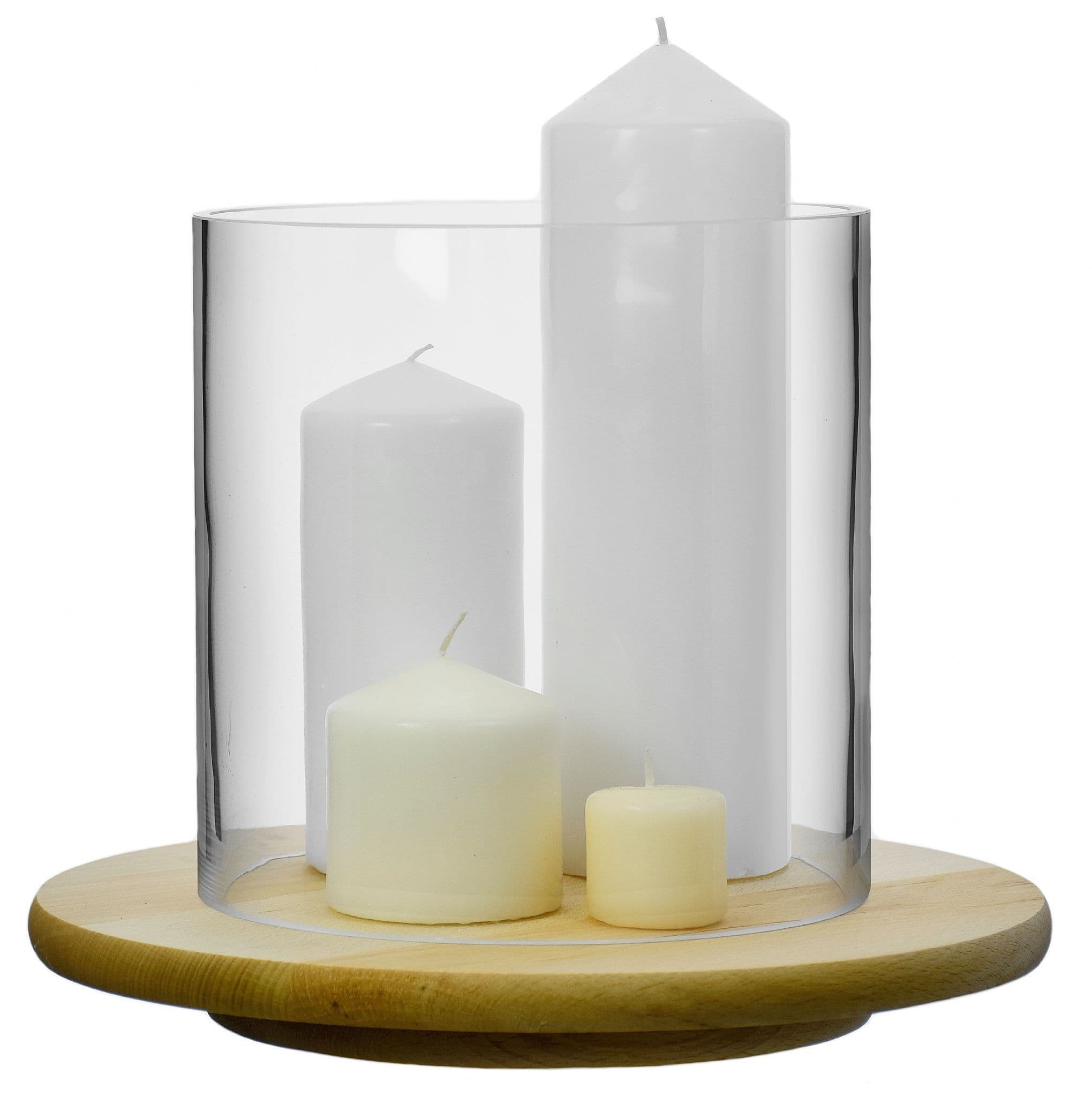 Cylinder Glass Candle Dome & Board Perfect for Candles Display