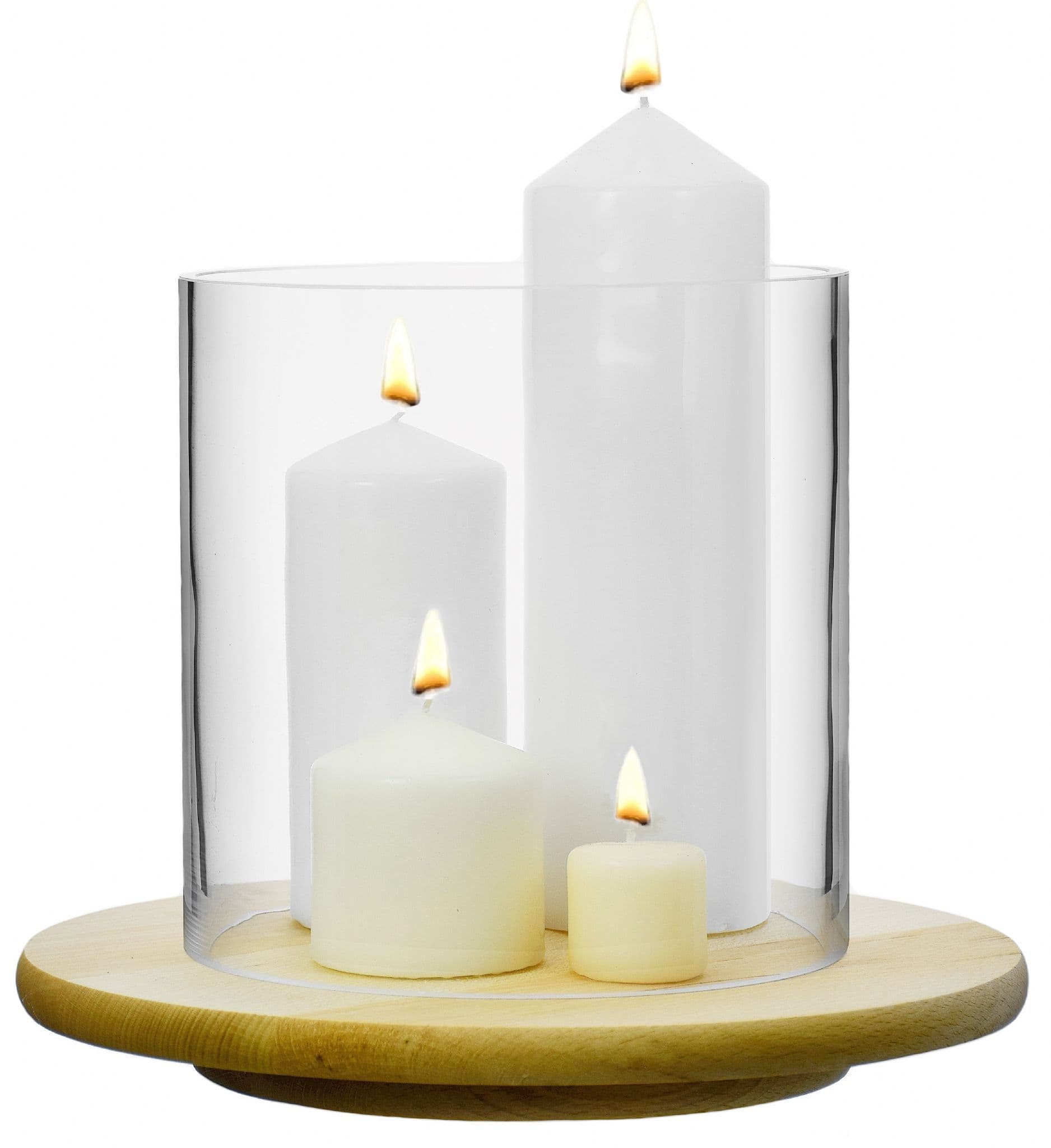 Cylinder Glass Candle Dome & Board Perfect for Candles Display