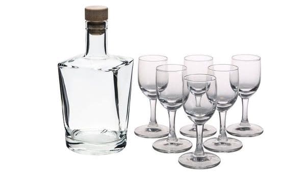 Glass Cordial Bottle Set Faro 700ml - Drinks Gift Set by Solavia