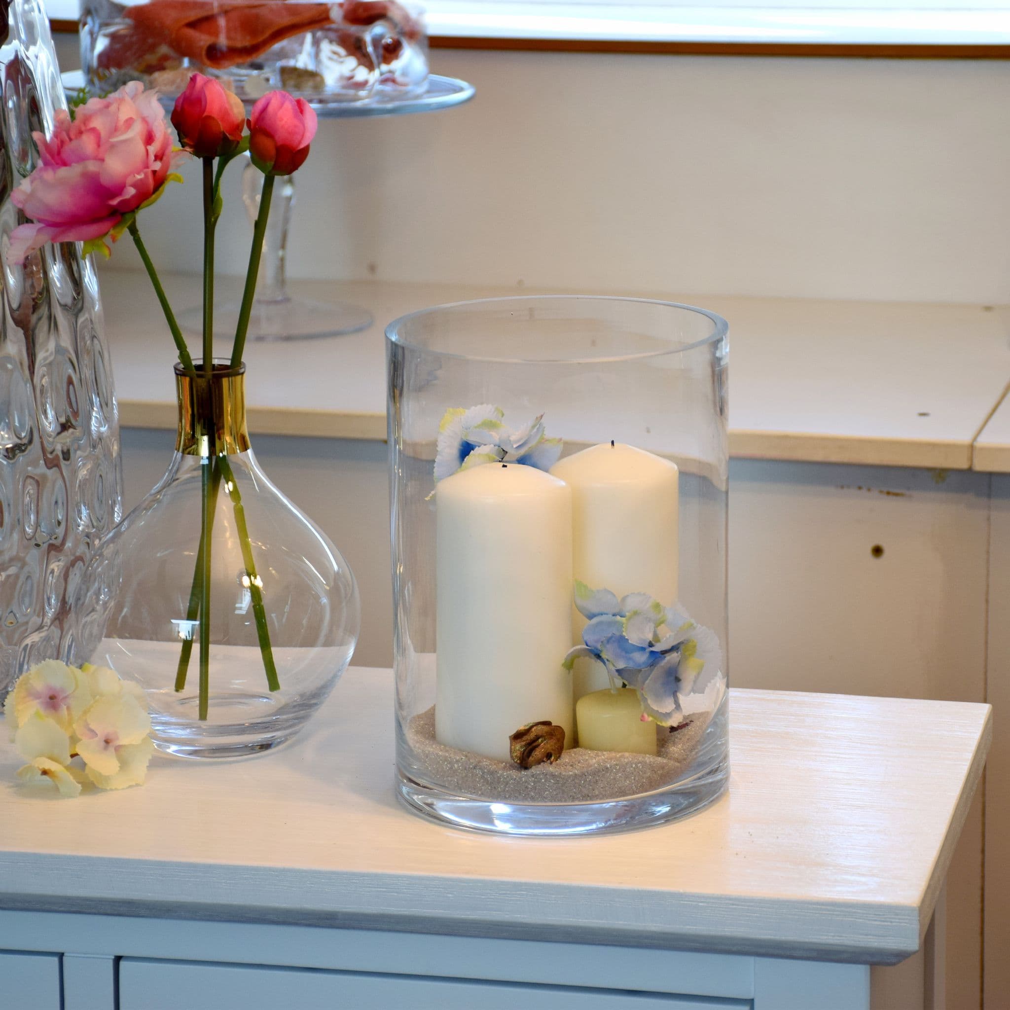 Glass Cylinder Candle Holder 24cm , Solavia Glassware Home Décor Cosy