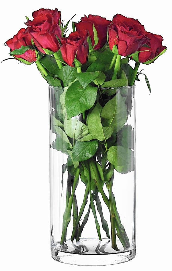 Glass Cylinder Vase Optic Ridge 30cm , Solavia Glassware Home Vase Décor