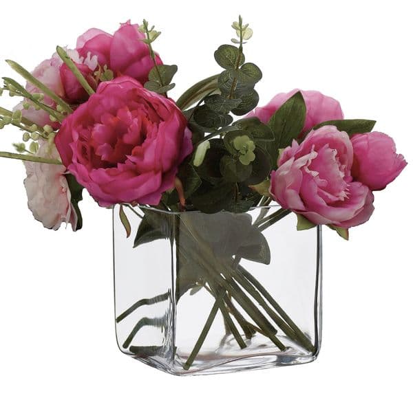 Glass Flower Cube 15cm, Solavia Glassware