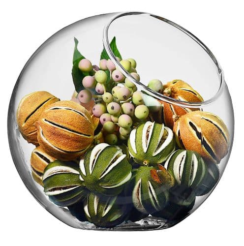 Glass Slant Cut Round Bowl 18cm