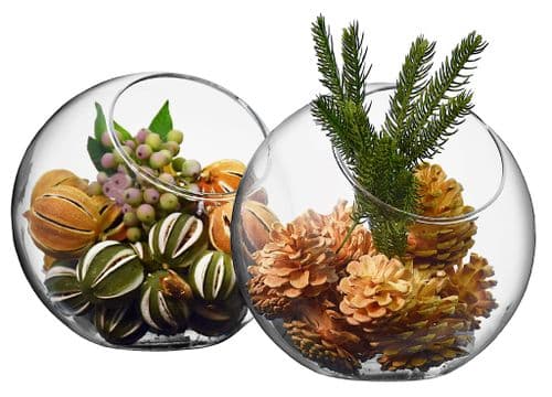 Glass Slant Round Bowl 18cm-2 Piece