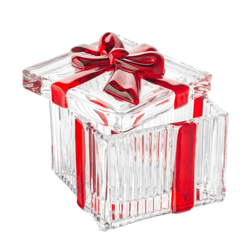 Glass Trinket Jar Bow 10cm