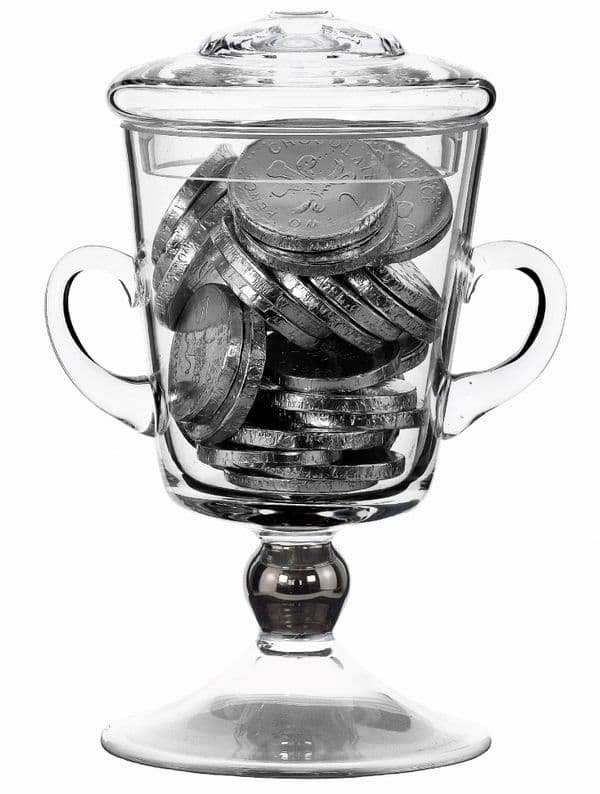 Glass Trophy Jar 22cm Platinum– Christmas & Birthday Gifts by Solavia
