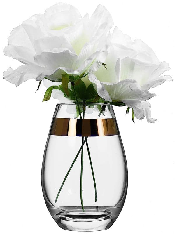 Glass Vase 20cm-Cooper Gold Stripe Solavia Glassware Home Luxury Collection
