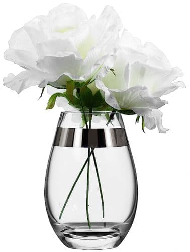 Glass Vase 16cm-Platinum Stripe