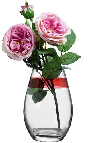 Glass Vase 16cm-Red Stripe