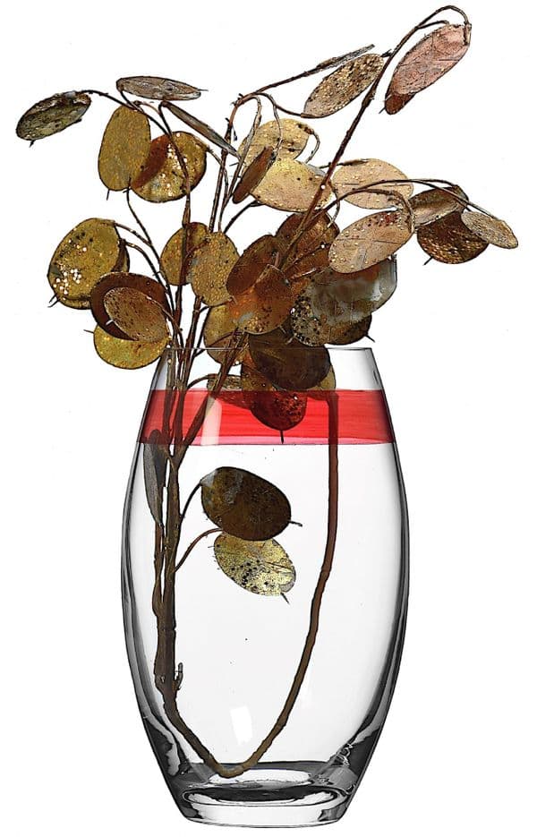 Glass Vase 20cm-Red Stripe, Solavia Glassware Home Luxury Collection