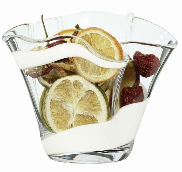 Glass Wavy Bowl White Stripe, Solavia Glassware Giftware