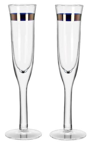 Hand Blown Champagne Glass Set of 2 170ml Copper Gold