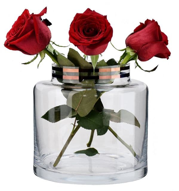 Hand-painted Glass Chimney Vase 19cm with Copper Gold Trim | Solavia Fine Glassware