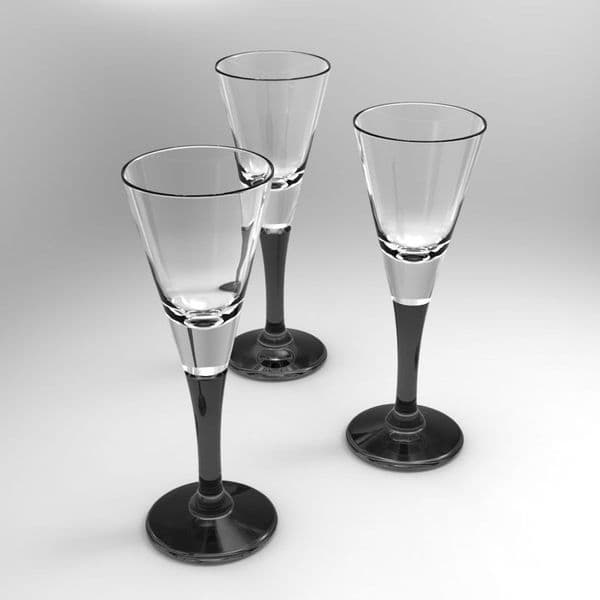 Liqueur Glasses Black Stem 50ml | Solavia Fine Glassware
