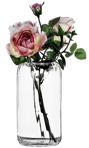 Pleated Glass Cylinder Vase 22cm