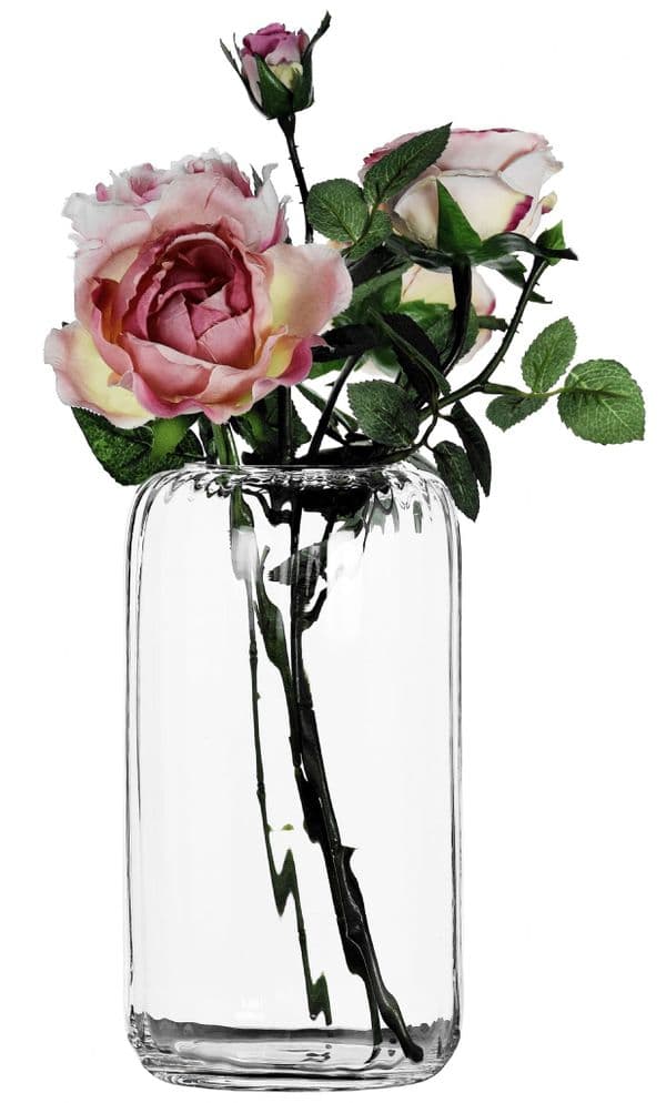 Pleated Glass Cylinder Vase 22cm – Housewarming Gift Ideas by Solavia