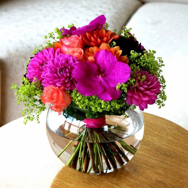 Round Flower Vase 15cm-Solavia Glassware Flower Ideas Vase