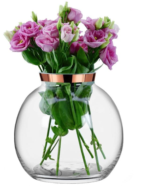 Round Posy Glass Vase 23cm -Handpainted, Solavia Glassware Home Giftware