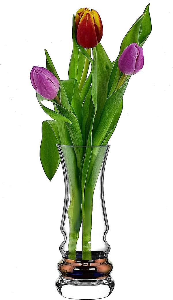 Single Stem Ribbed Vase 16cm-Copper Gold, Solavia Glassware giftware
