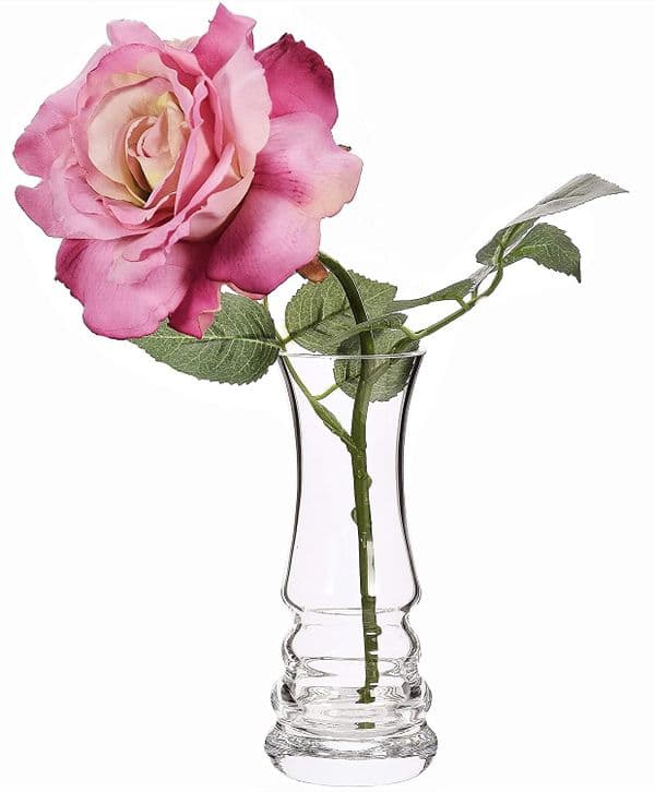 Single Stem Ribbed Vase 16cm-Platinum, Solavia Glassware giftware