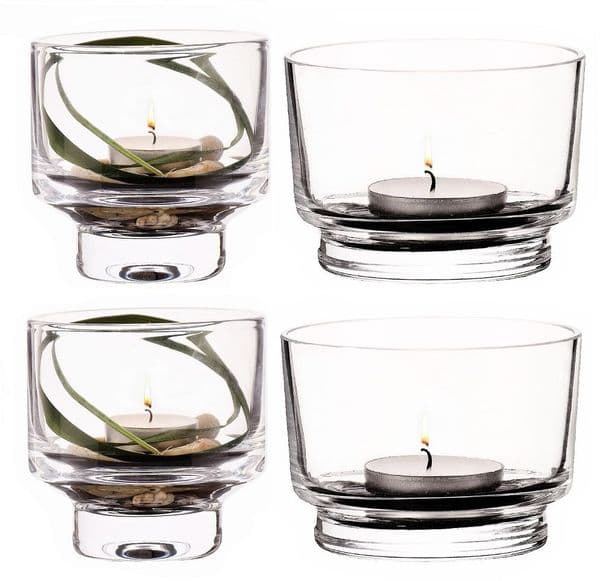 Tea Light Candle Holder Set of 4, Solavia Glassware Cosy Home