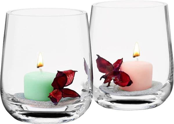 Tea Light Holders Set Of 2 -12cm, Solavia Glassware Cosy Home