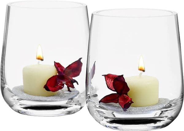 Tea Light Holders Set Of 2 -12cm, Solavia Glassware Cosy Home