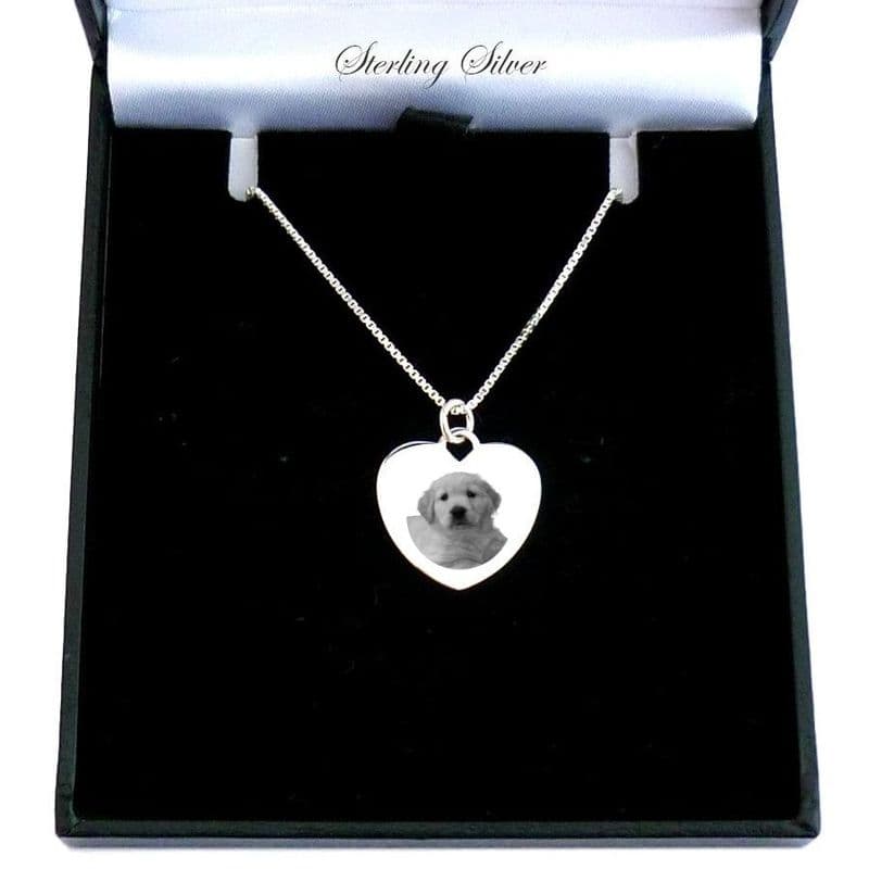 925 Sterling Silver Engraved Memorial Photo Heart Pendant Necklace | Someone Remembered