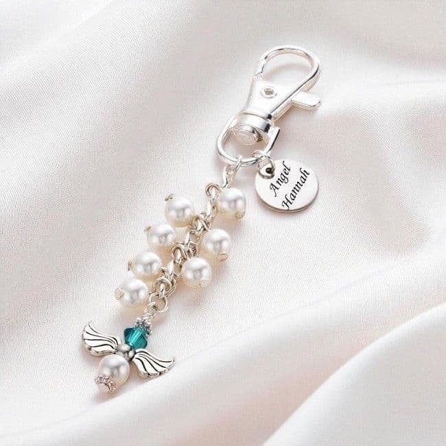 Angel Bag Charm with Engraving on Disc | Someone Remembered