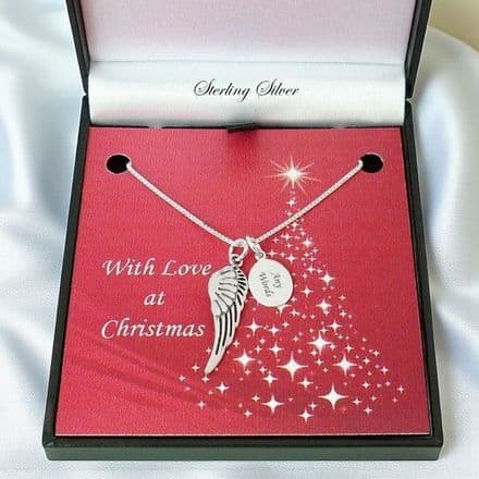 Angel Wing Necklace for Christmas, Sterling Silver