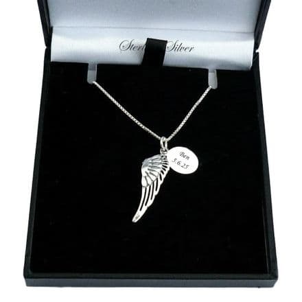 Angel Wing Necklace with Any Engraving