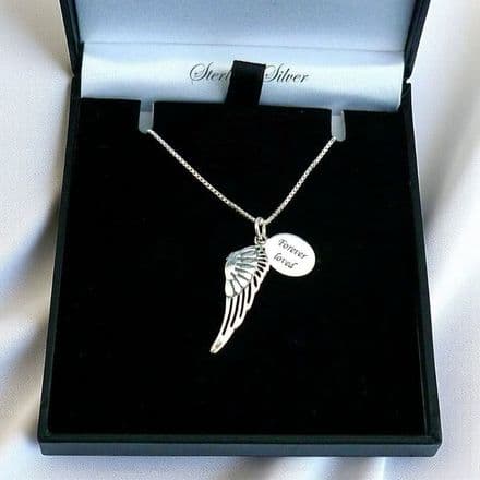 Angel Wing Necklace with Any Engraving