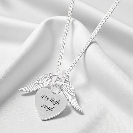 Angel Wings Necklace with Engraving