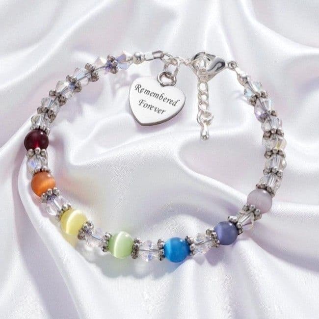 Rainbow Bereavement Bracelet with Engraving | Someone Remembered