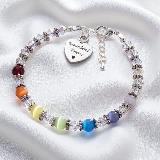 Rainbow Bereavement Bracelet with Engraving | Someone Remembered