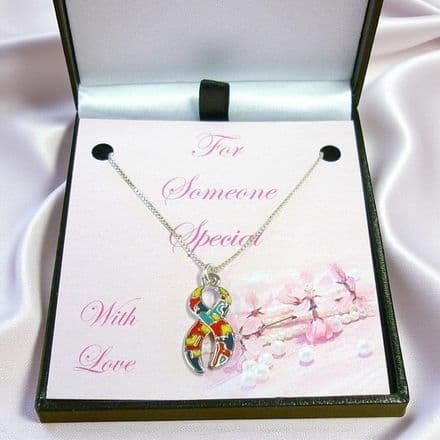 Autism Awareness Ribbon Pendant Necklace
