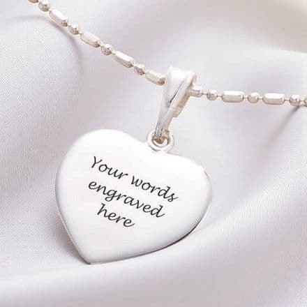 Ball & Link Necklace with Custom engraved Heart
