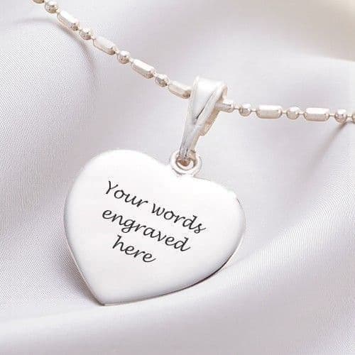 Ball & Link Necklace with Custom engraved Heart | Someone Remembered