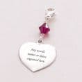 Beautiful Engraved Sterling Silver Heart Charm with Birthstone | Someone Remembered